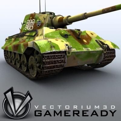 3D Model of Game Ready Low Poly King Tiger model - 3D Render 3